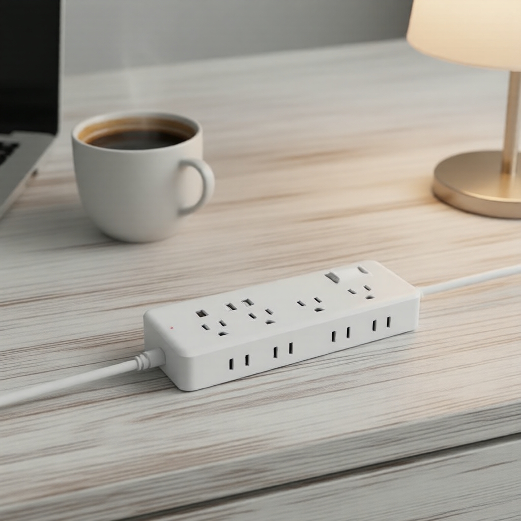 Extensor de Tomadas de Parede dos EUA com 12 Saídas + USB, Cabo Curto Compacto, Segurança contra Sobrecarga, Tomada DC