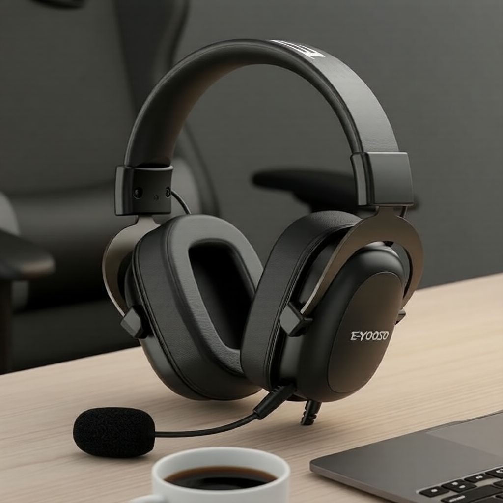 Fone de Ouvido Gamer E-YOOSO H2828D para PC, conexão 3,5mm, som surround, com microfone, compatível com PS4, Xbox One,