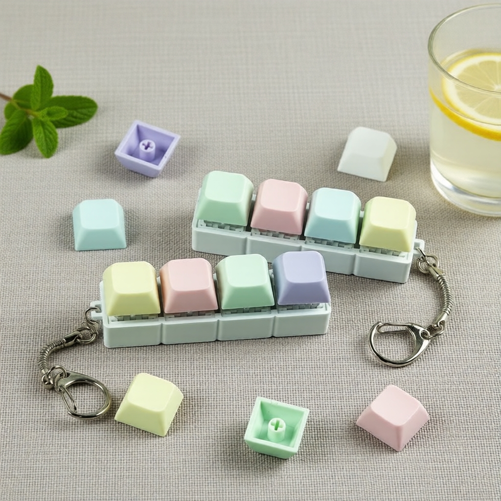 Brinquedo sensorial de teclado mecânico clicável em formato de chaveiro compacto, alivia ansiedade, ótimo presente para