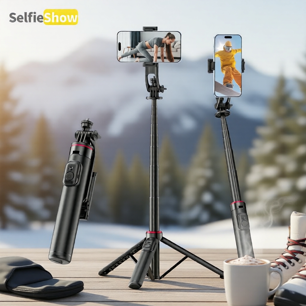 Bastão de selfie com controle remoto Bluetooth, tripé com suporte removível, resistente e extensível, ideal para