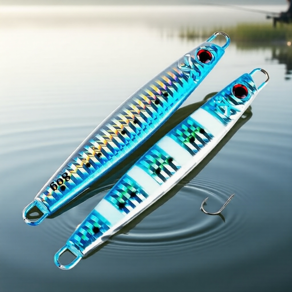 Isca de Metal 100g 3D-Olhos Afundamento Lento Jig para Pesca de Slow-Pitch em Profundidade