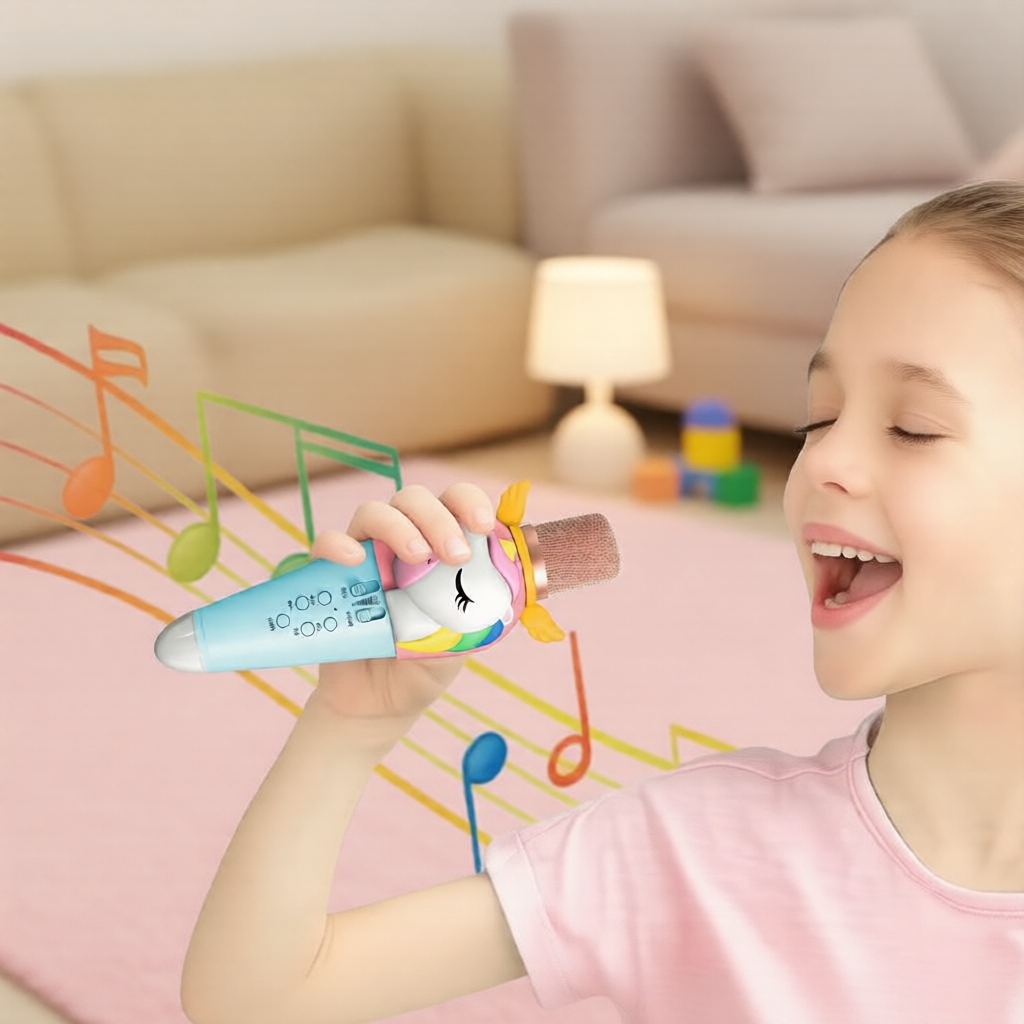 Máquina de Karaokê Microfone sem Fio para Crianças - Idades 4 a 8+ - Caixa de Som Bluetooth Portátil - Presente para