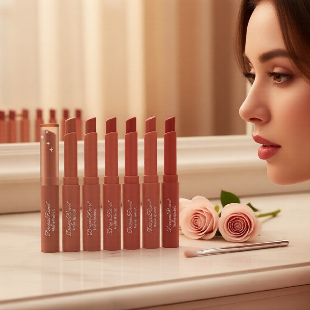 Lápis Labial Matte Velvet Dragon Ranee 3 g, Ponta Chanfrada, Desliza Sem Grudar, Nude de Pasta de Feijão, Hidratante,