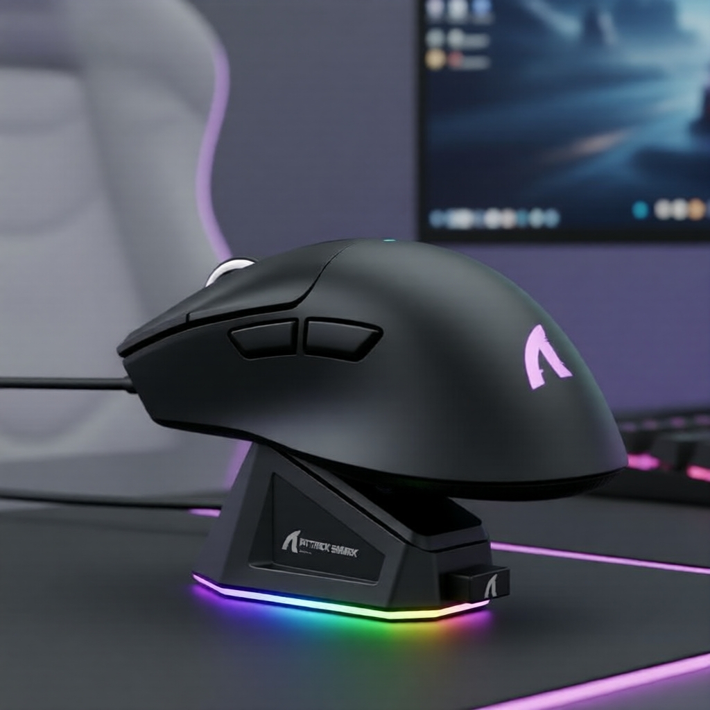 Mouse Gamer ATTACK SHARK X11 3 em 1 com Sensor PixArt PAW3311 e Base de Carregamento Magnético