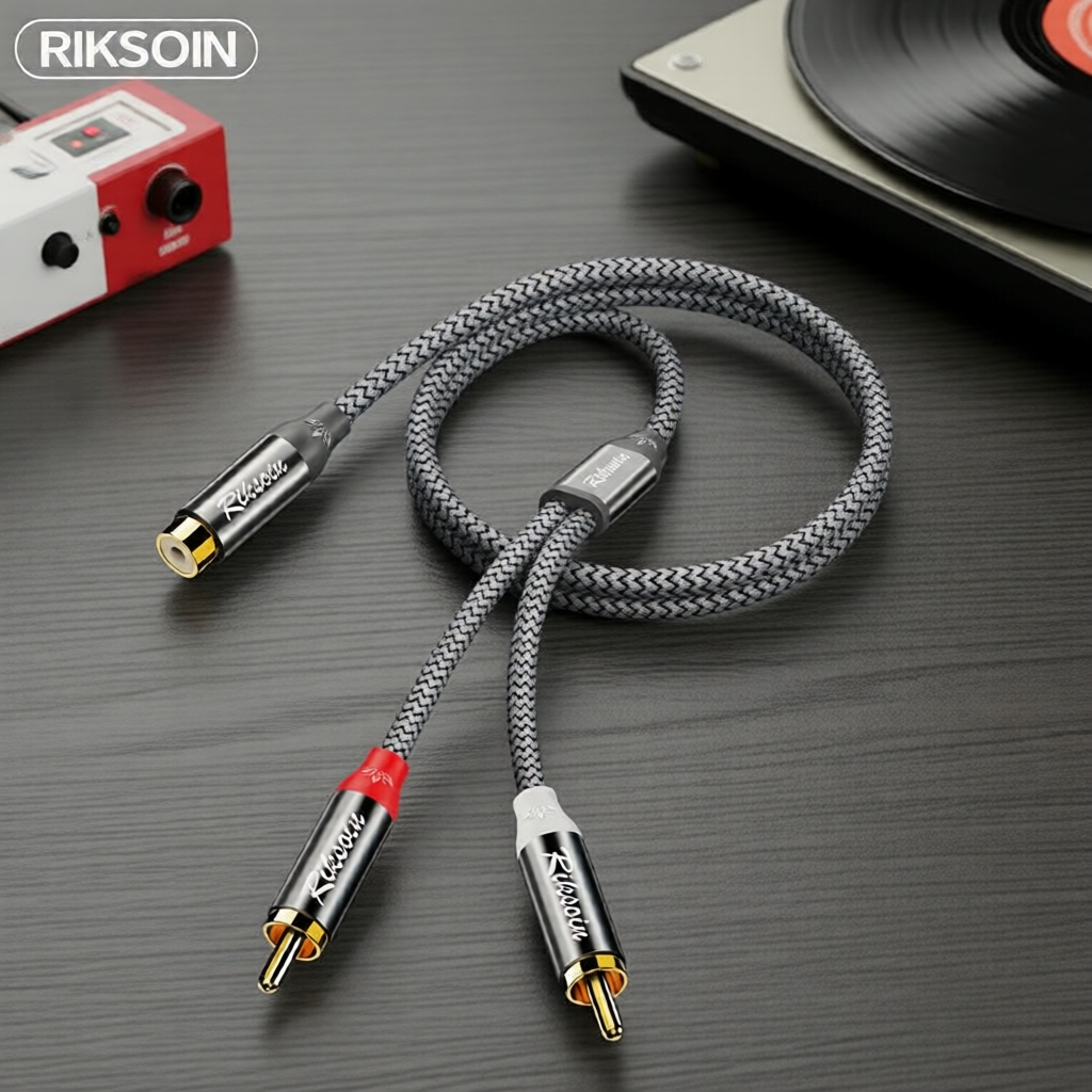 Cabo Y-Split RCA 1F/2M, cabo de áudio estéreo para sistemas de som automotivo e home theater