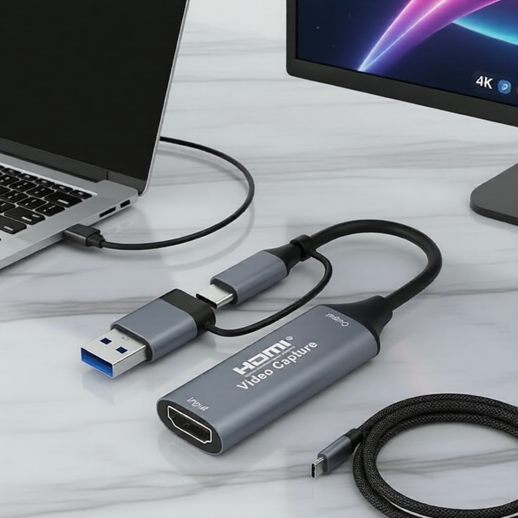 Placa de captura 4K HDMI para vídeo USB 2.0 Tipo-C 1080p para gravação de jogos Xbox PS4 ao vivo