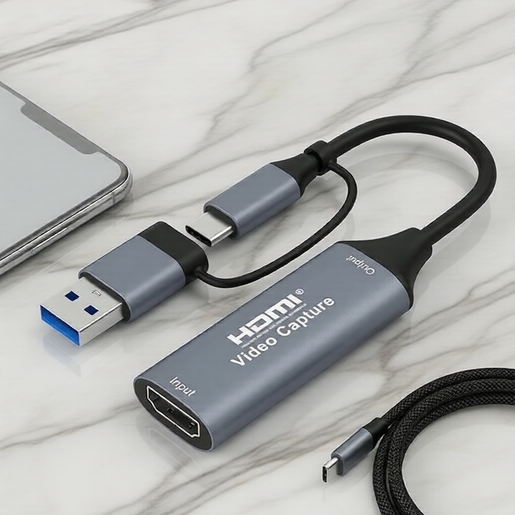 Placa de captura HDMI 1080P 4K para USB 2.0 Tipo-C para PS4 Xbox, streaming de jogos e gravação ao vivo
