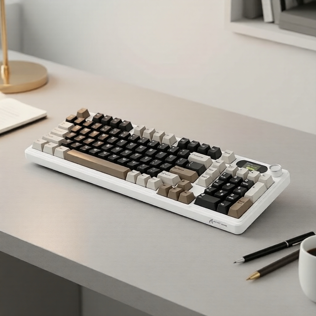 Teclado Mecânico Sem Fio Tri-Modo ATTACK SHARK X98PRO com Luz de Fundo RGB, Botão Multi-Funções e Tela Colorida TFT