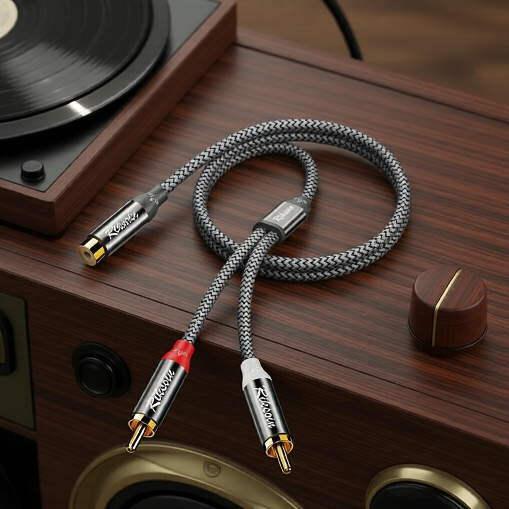 Cabo divisor RCA Y, 1 fêmea para 2 machos, cabo de áudio estéreo para aplicações automotivas e home theater