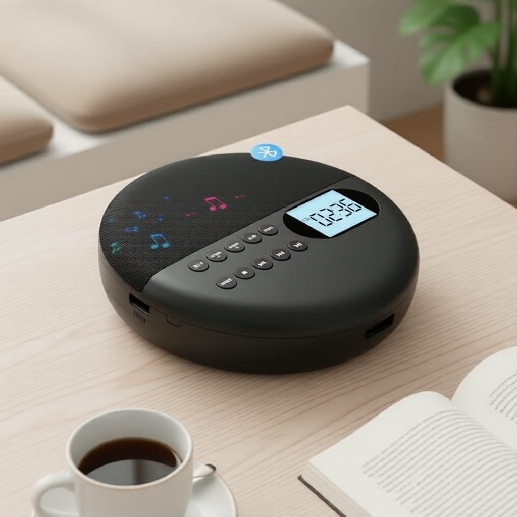 Leitor de CD compacto portátil Walkman, com Bluetooth duplo, anti-pulo, controle de velocidade e duas caixas de som USB