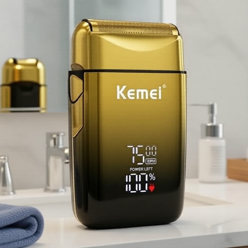KEMEI KM-TX10 Barbeador Foil Sem Fio Masculino: Indicador LED, Carregamento USB, Motor Potente, Leve e Portátil