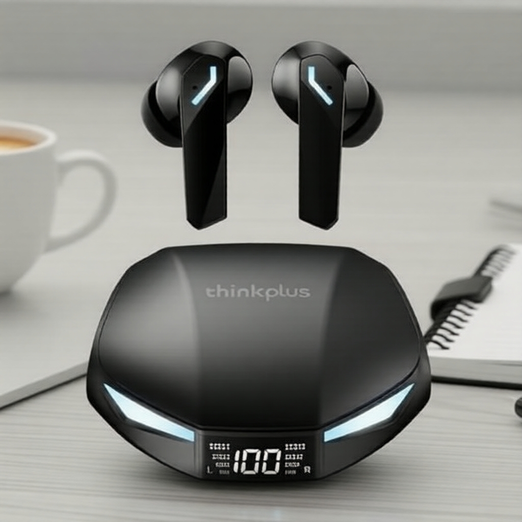Fone de Ouvido Gamer Lenovo Thinkplus XT53 TWS, Bluetooth, Modo de Baixa Latência, Indicador de Bateria LED, Bateria de