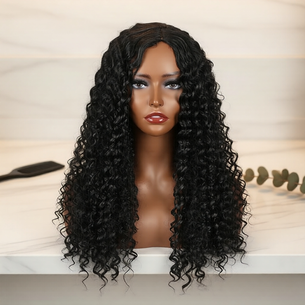 Peruca natural cacheada de 230 g, 55 cm, fibra orgânica de alta qualidade, série fashion estilosa