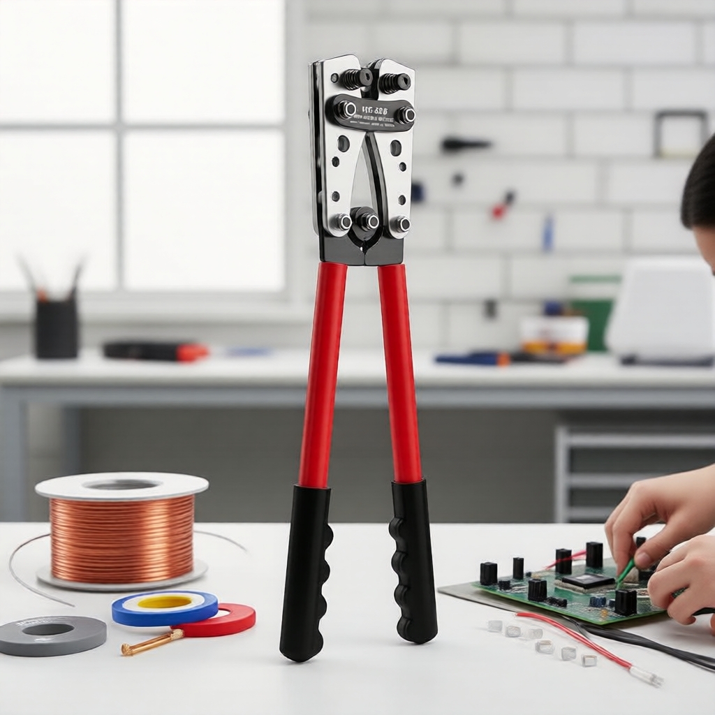 Kit De Ferramentas Crimper De Cabo De Bateria Com Cortador De 60 Terminais E Termo Retrátil Para 6-50MM2 AWG 8-1/0