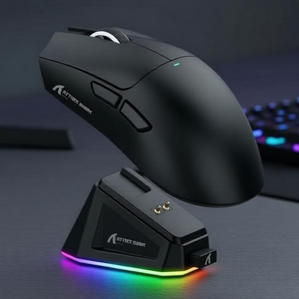 Mouse Gamer Sem Fio Attack Shark X11 63g Ultraleve 22000 DPI RGB com Dock de Carregamento