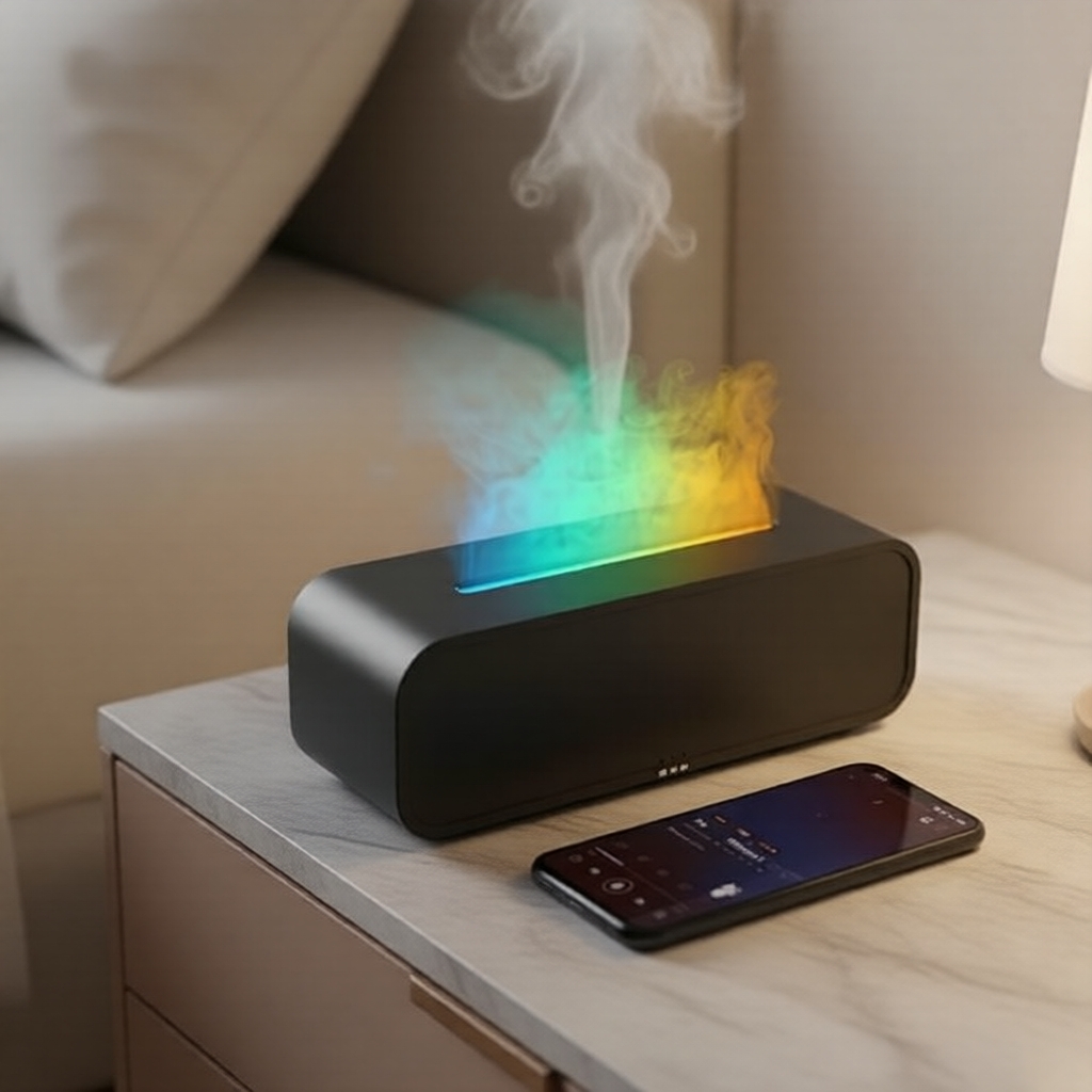 Umidificador de Chama LED com Pickup de Fogo Simulado, Ritmo de Música, Controle Remoto, À Prova D'Água e Seguro
