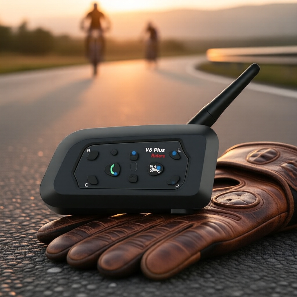 Fone de Ouvido Bluetooth Intercom para Capacete de Motocicleta 6 Via Full Duplex 1500M V6 PLUS