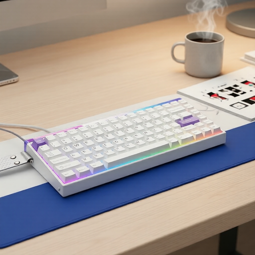 Teclado Mecânico Magnético Aula Hero 84HE, 8K com Fio para Jogos, Iluminação RGB com Ritmo Musical, Taxa de Resposta