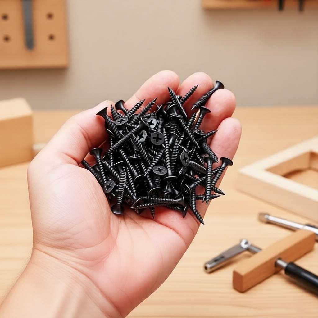 Kit de Fixação para Drywall ULA Preto, Variedade de 1-3 Polegadas, Para Uso em Madeira e Metal, Caixa com Parafusos