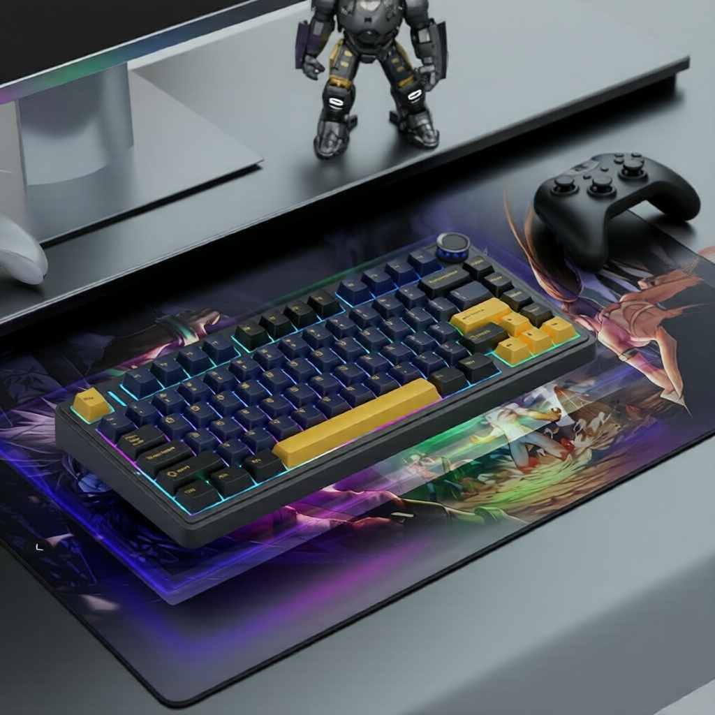 Teclado Mecânico Sem Fio AULA F75 75%, RGB, Switches Greywood, Hot-Swappable, 2.4GHz/Type-C/BT5.0