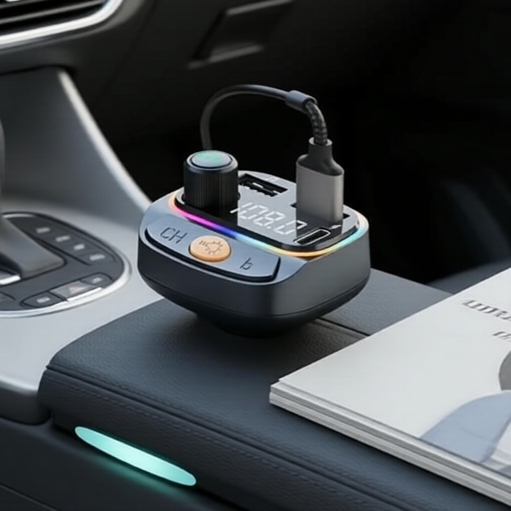 Modulador FM Bluetooth 5.3 para Carro, MP3 sem Fio Mãos Livres, Carregador Rápido USB Tipo-C 3.1A