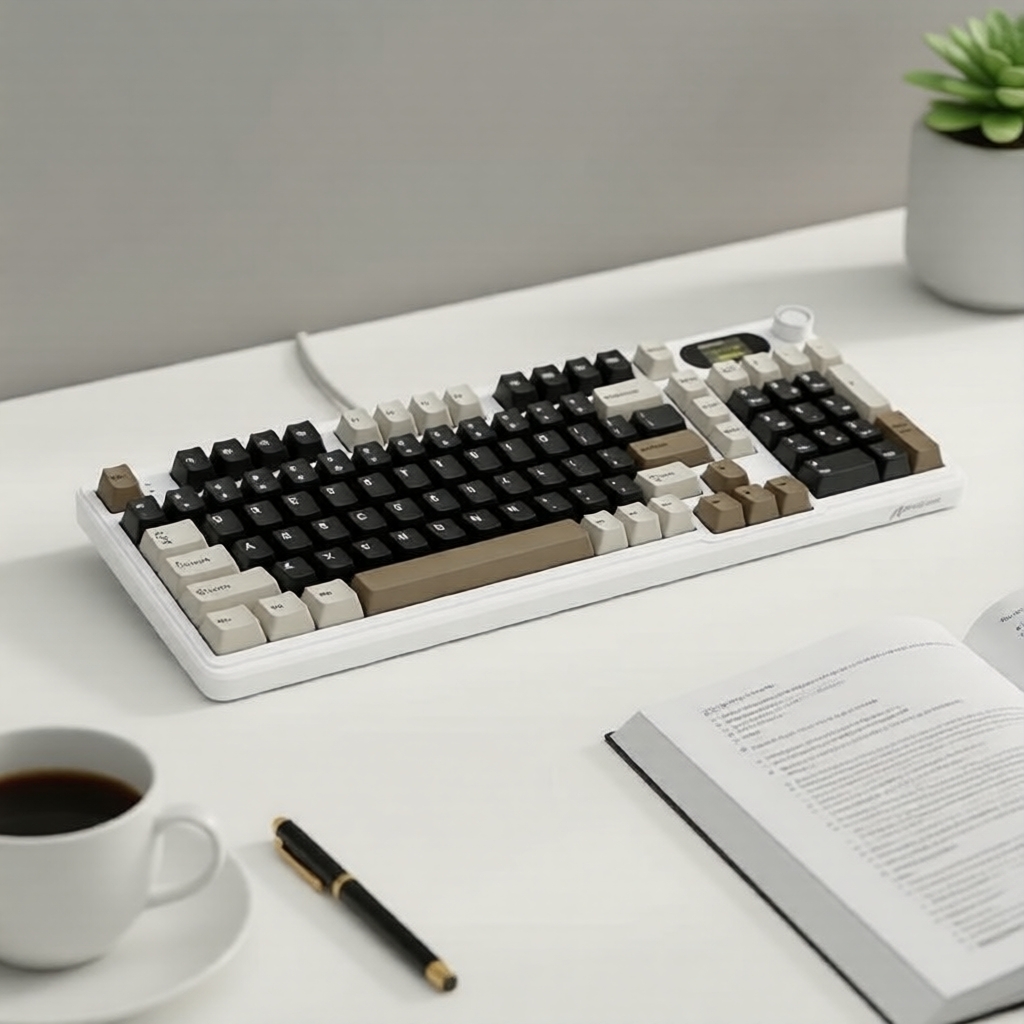 Teclado Mecânico Tri-Mode ATTACK SHARK X98PRO, Troca Rápida de Switches, Retroiluminação RGB, Tela Colorida TFT, Botão