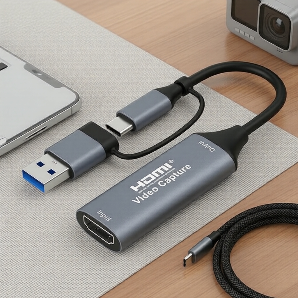 Placa de captura de vídeo HDMI Type-C USB 2.0 1080P 4K para transmissão ao vivo de jogos do Xbox PS4
