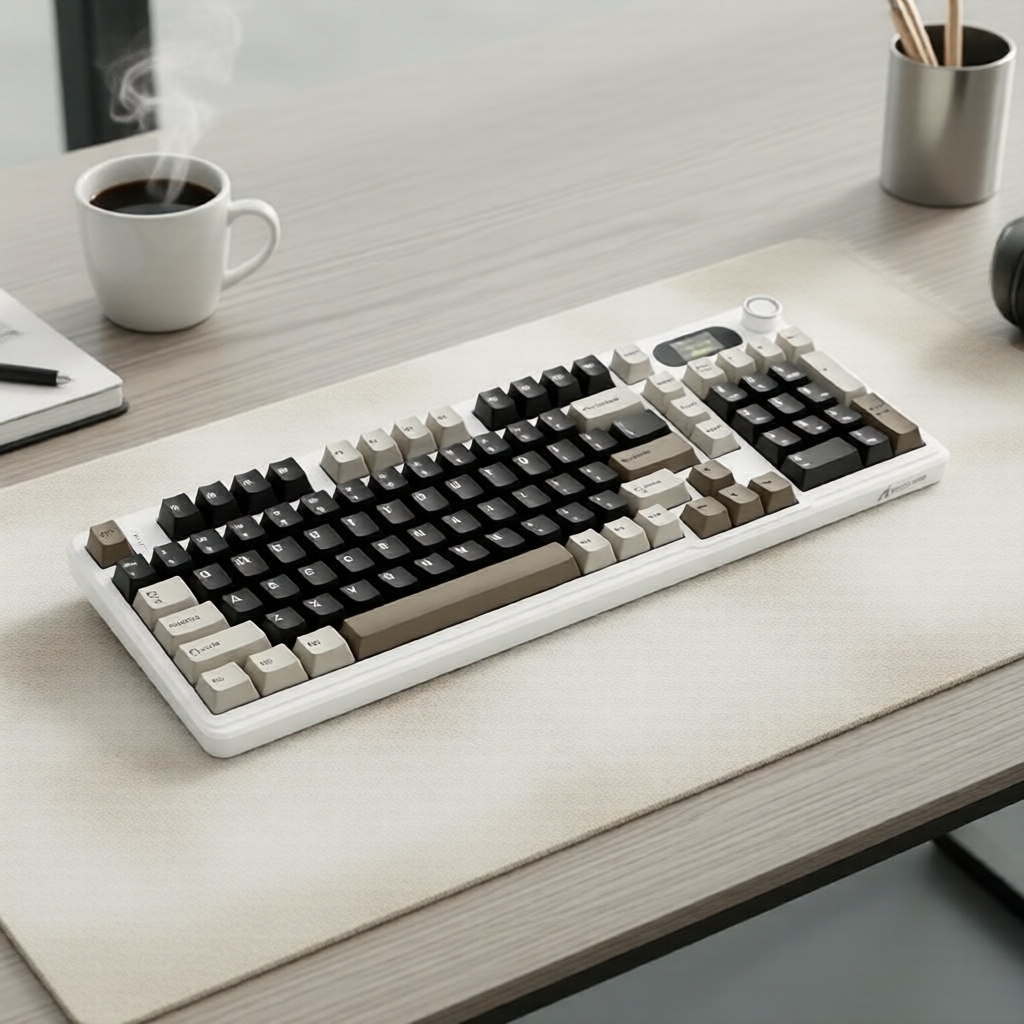 Teclado Mecânico Sem Fio SHARK X98PRO, Tri-Modo, Troca a Quente, Retroiluminação RGB, Tela Colorida TFT, Botão