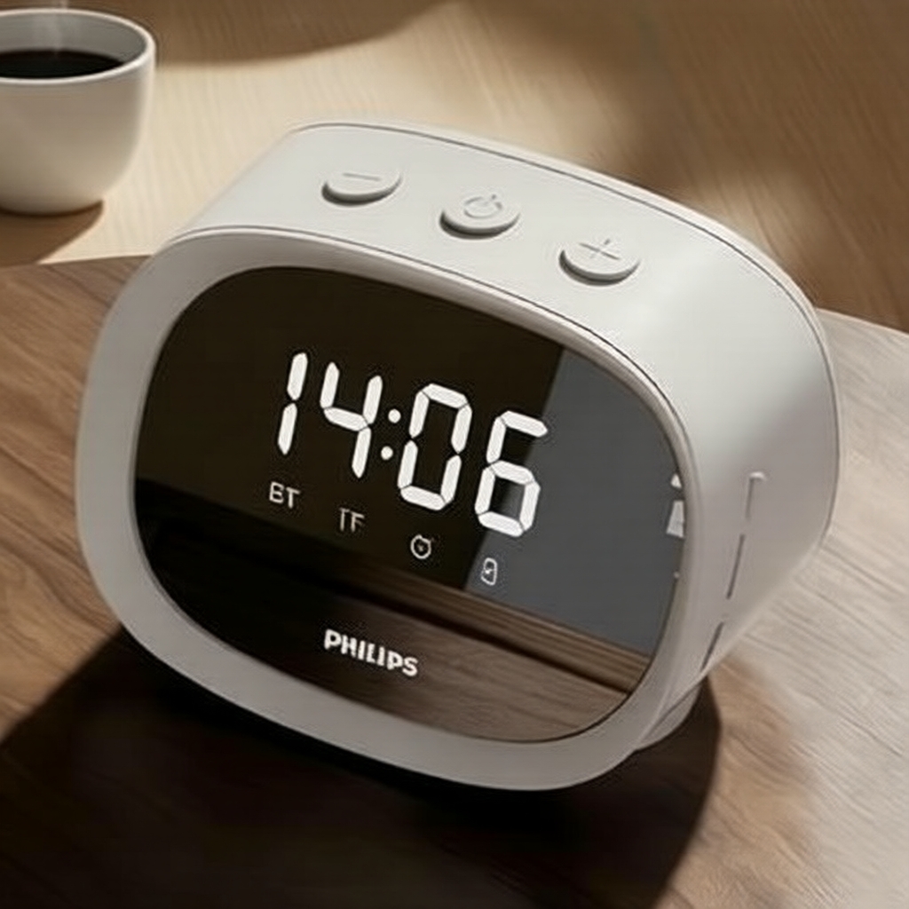 PHILIPS TAS2909 Relógio despertador Bluetooth com alto-falante e bateria de 20H para quarto