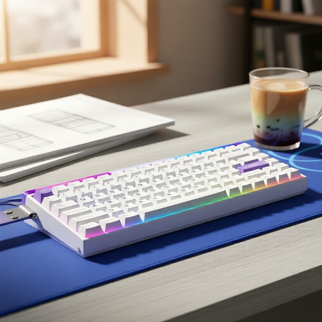 Teclado Mecânico com Fio AULA HERO 84HE 8K, Interruptores Magnéticos, Retroiluminação RGB com Ritmo Musical, Taxa de