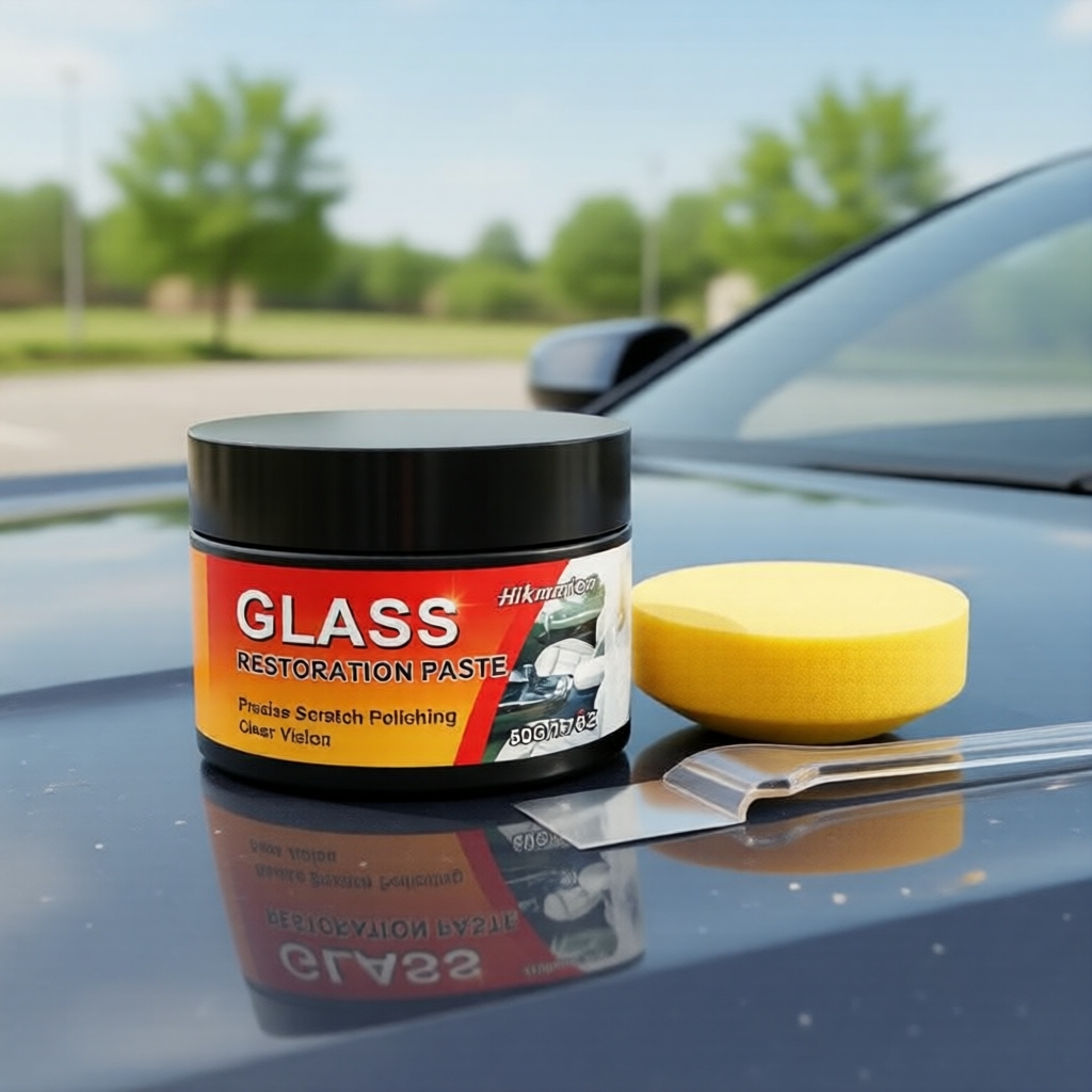 Creme de Reparo de Arranhões de Vidro de Carro 50g, Polidor e Restaurador de Clareza para Para-brisa - Versão Aprimorada