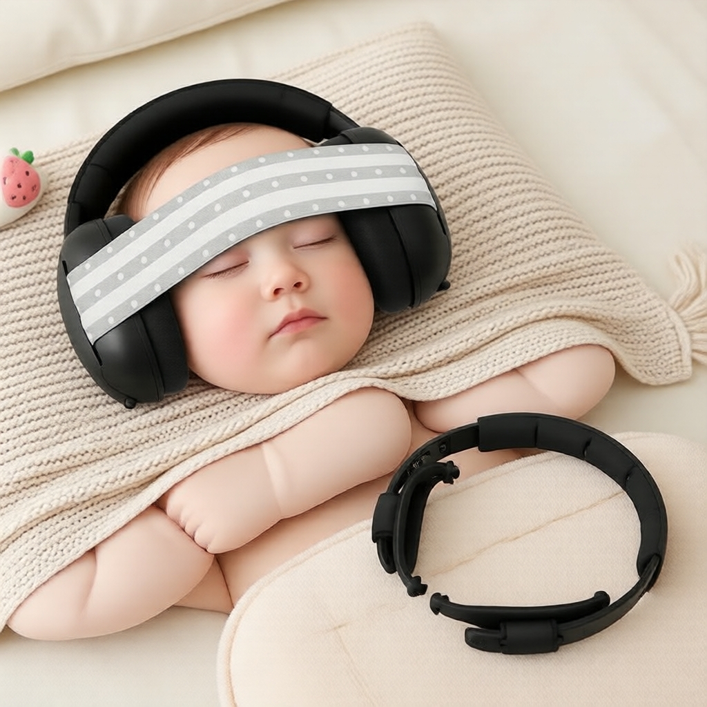 Protetores Auriculares 2 em 1 com Cancelamento de Ruído para Bebê, Faixa Conversível e Modo Padrão, Proteção Ajustável