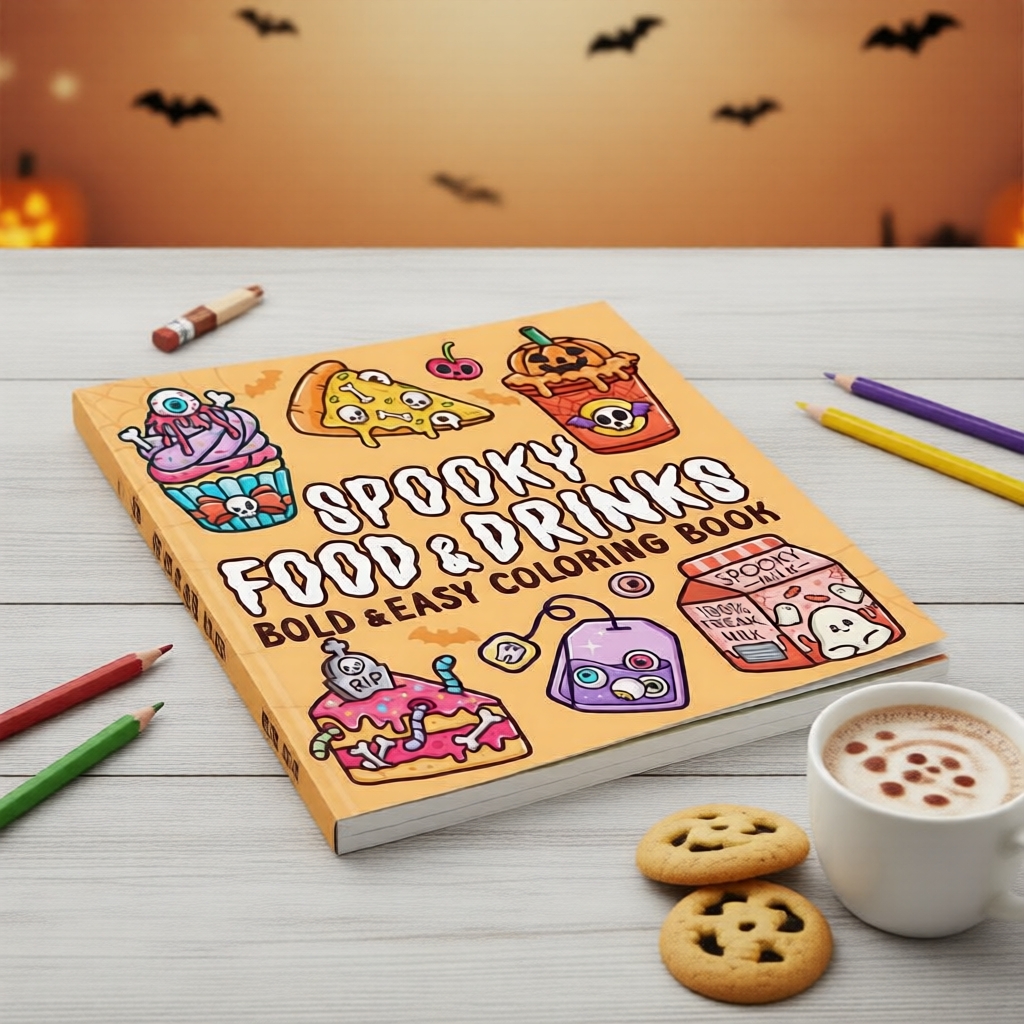 Livro de Colorir Adulto 28 Páginas: Temas de Comida e Bebida para Presentes de Férias