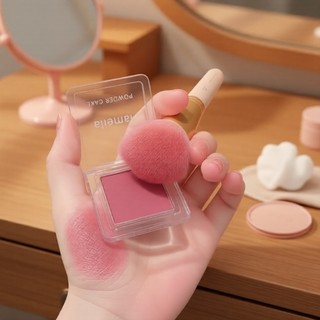 4 Paleta de Blushes Minerais em Veludo Fosco - Controle de Oleosidade, À Prova d'Água, com Espelho