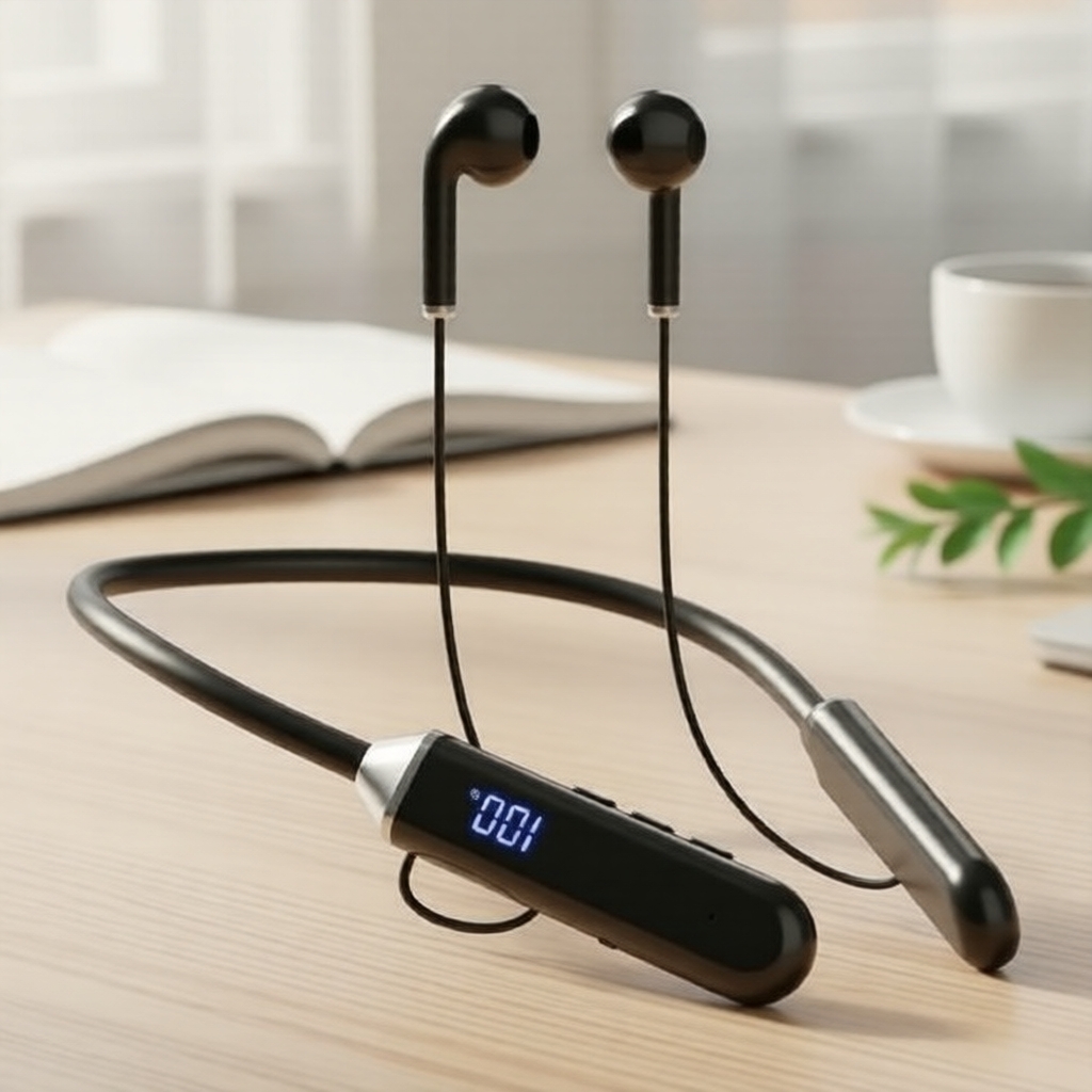 Fones de Ouvido Bluetooth 5.0 com Gola de Pescoço, HiFi Stereo ENC, IPX4 à Prova d’Água, para Jogos e Esportes