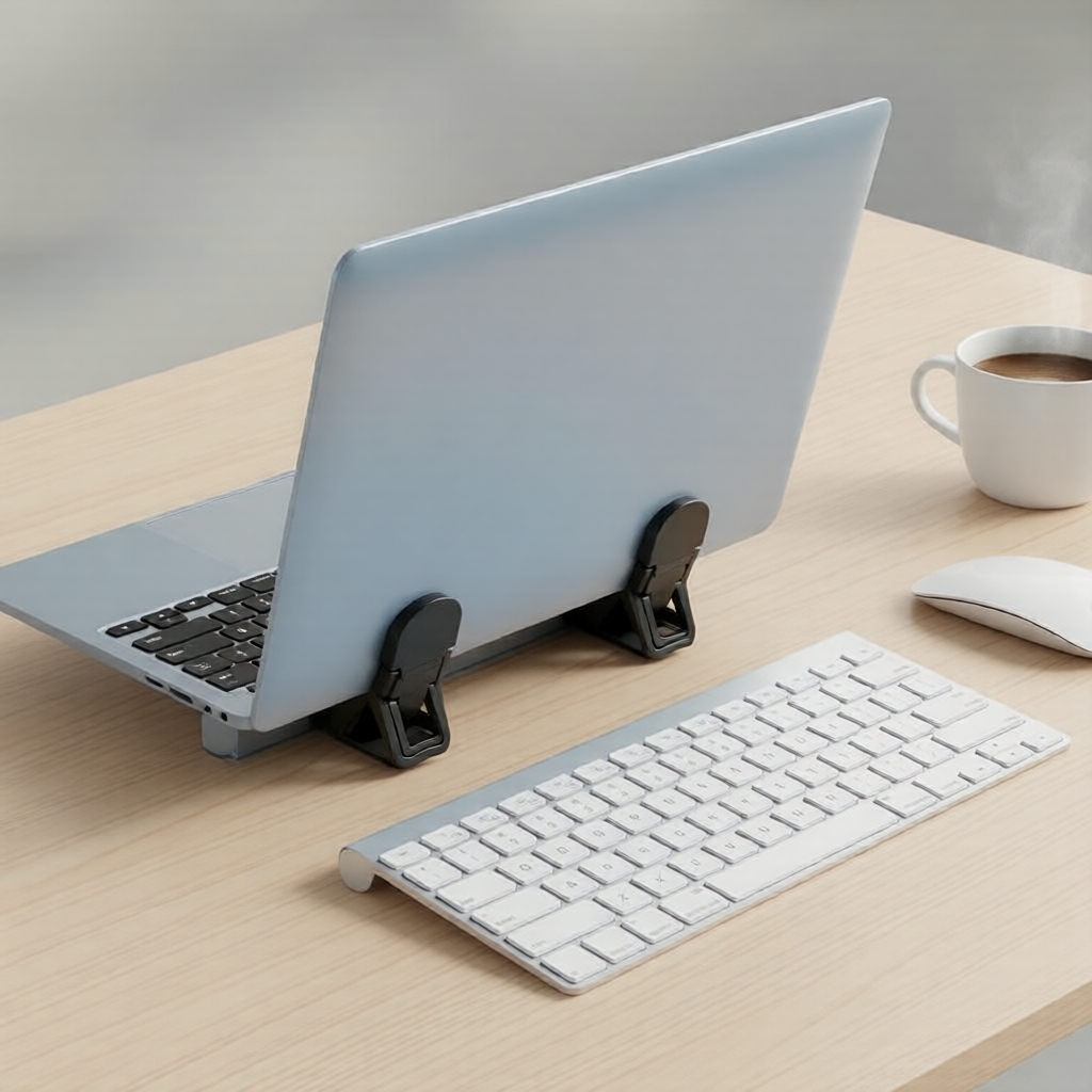 2PCS Suporte Portátil Mini para Notebook, Riser Dobrável com Ajuste de 2 Ângulos, Elevador de Teclado para Mesa
