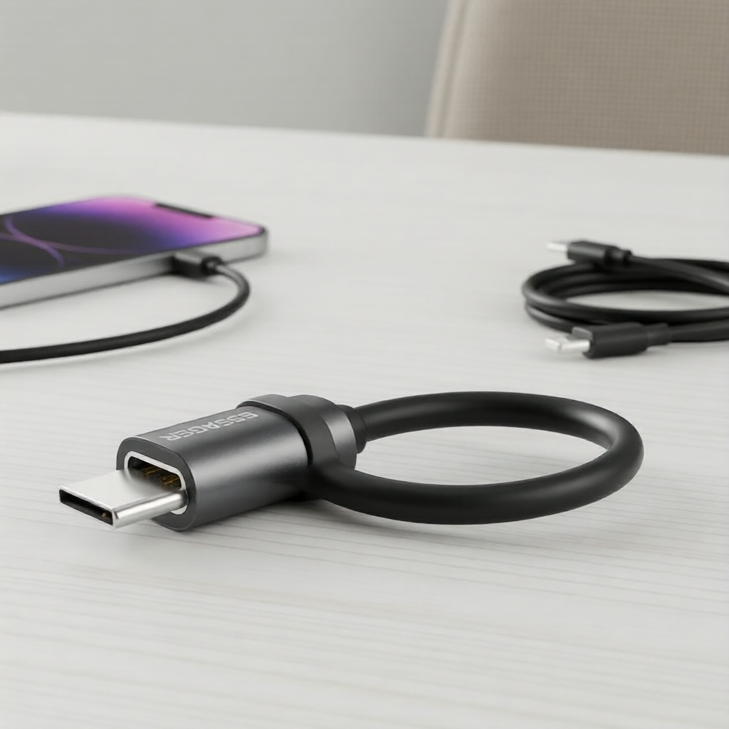 Essager Adaptador OTG USB-C 3A Carregamento Rápido para iPhone, Conector Tipo-C para Lightning