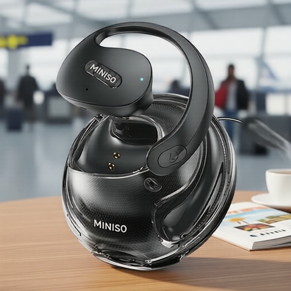 MINISO Fones de ouvido X15 Pro AI, tradutor em tempo real para 135 idiomas, com cordão, para música e esportes
