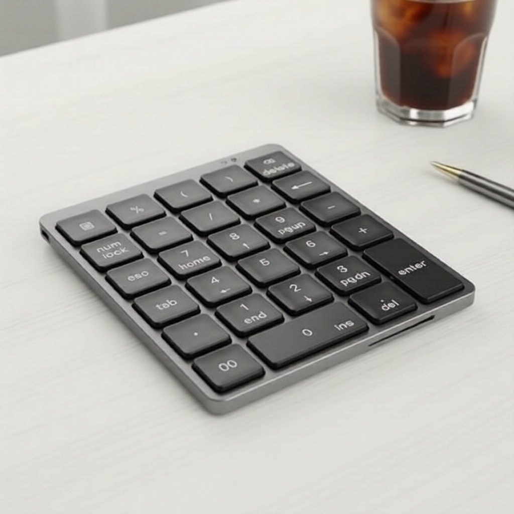Teclado Numérico Bluetooth 28 Teclas Sem Fio com Carregamento USB-C, Teclado Numérico em Alumínio para Contabilidade e