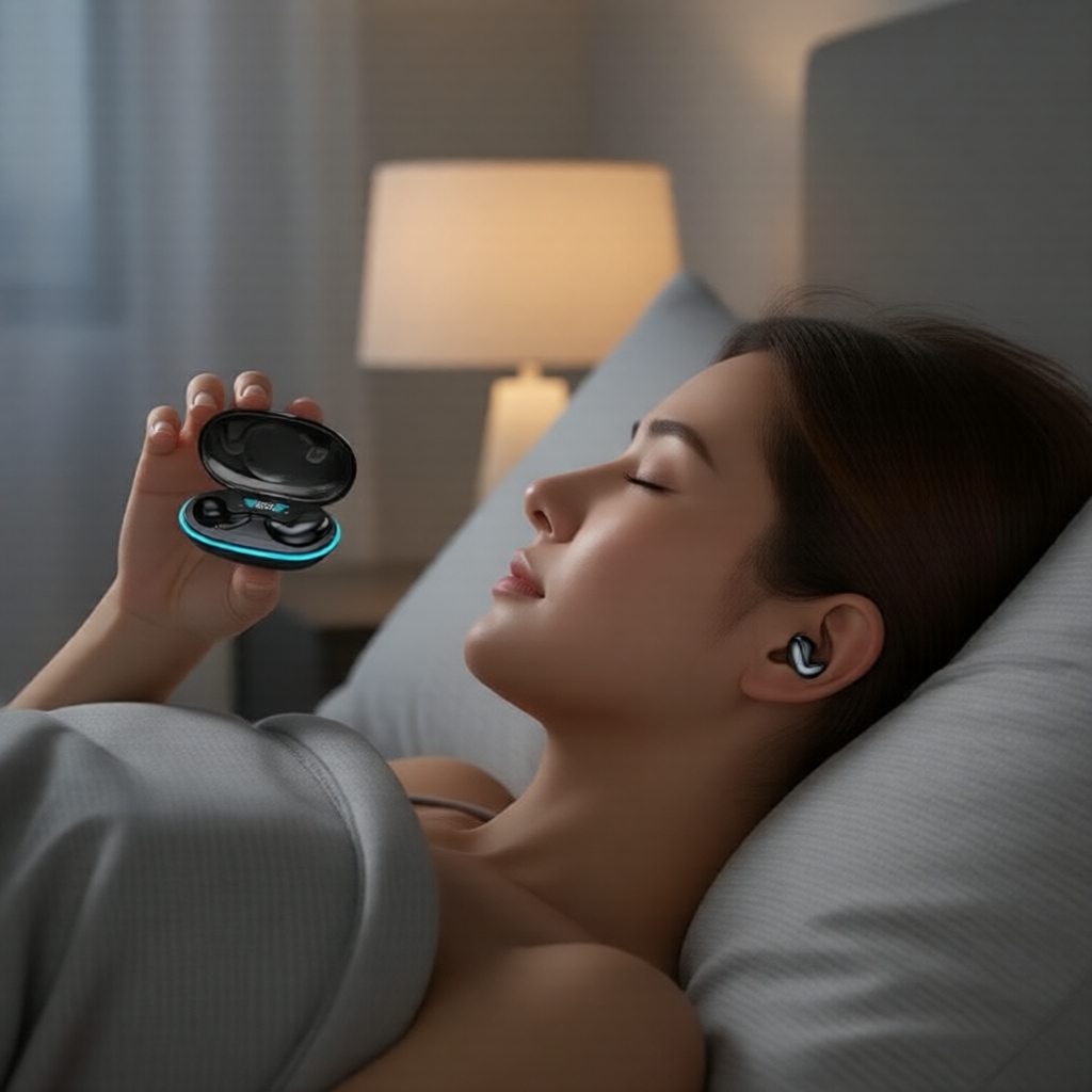 SPRISE X55 Fones de Ouvido de Dormir, Bluetooth 5.3 Sem Fio Invisíveis, Cancelamento de Ruído 360° Estéreo, Ultra-Finos