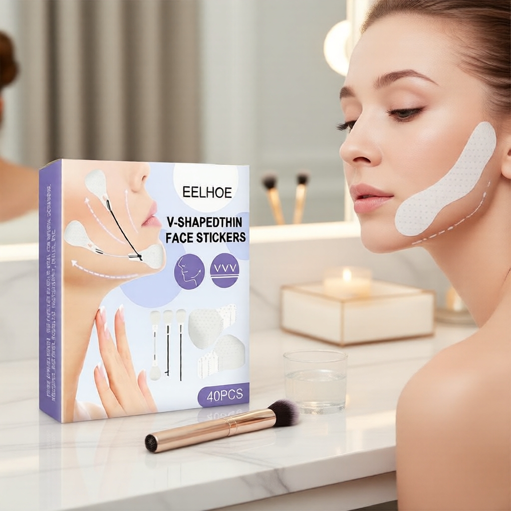 Kit Firmador e Modelador Facial em V - 40 Fitas Invisíveis + Ácido Mandelico & Suporte de