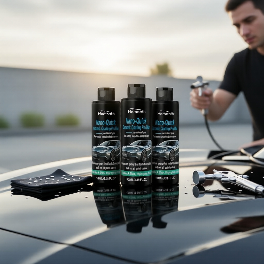 Spray Cerâmico Hidrofóbico Melhorado 100 ml para Carro: Resistente a Arranhões, Alta Brilho e Proteção