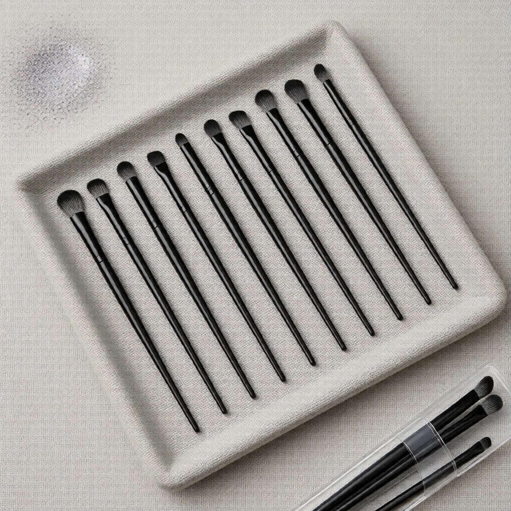 Pincéis Profissionais para Maquiagem de Olhos: Kit com 10 Peças - Esfumar, Delineador e Detalhes para Olhos