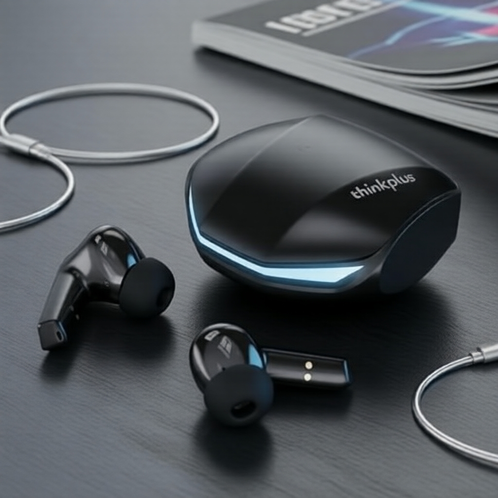 Fones de Ouvido Gaming Lenovo GM2 PRO Bluetooth 5.4, Ultra Baixa Latência, À Prova D’Água HiFi Estéreo, Luzes LED,