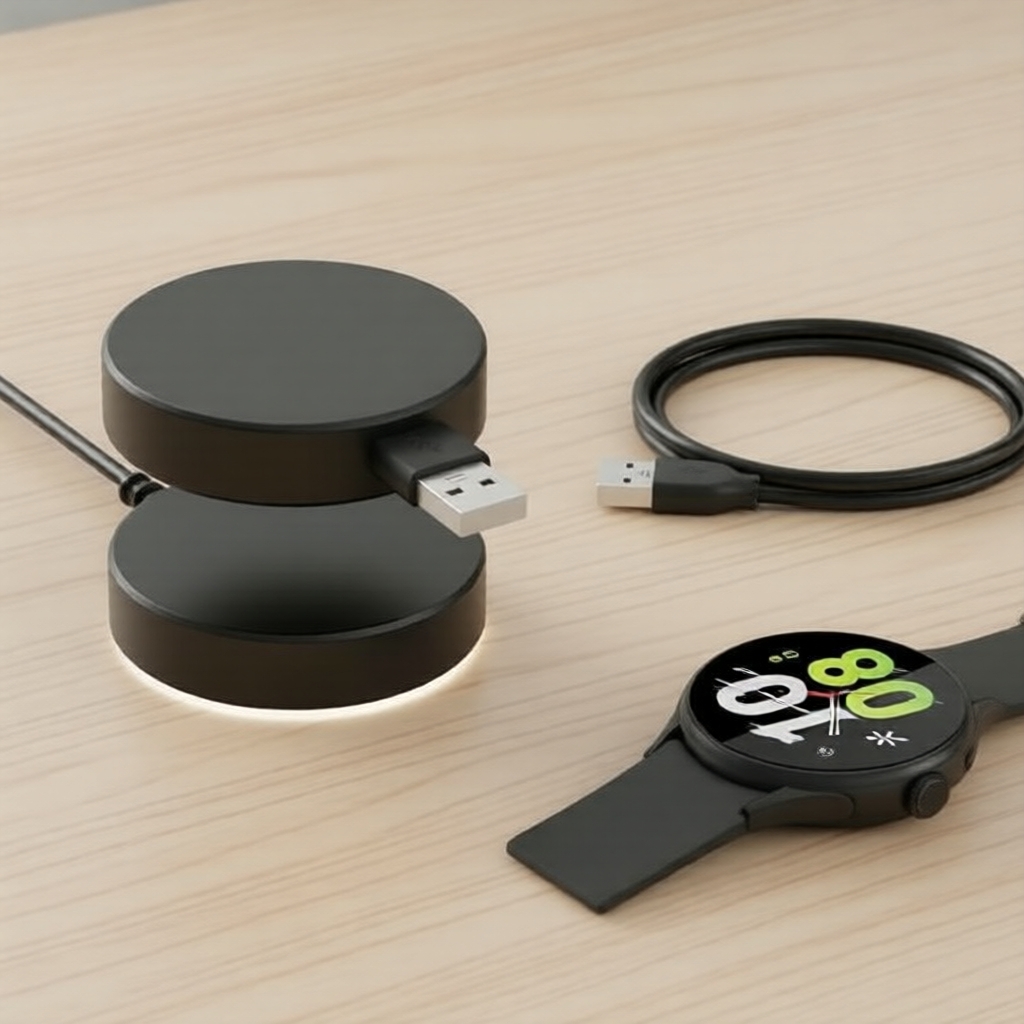 Carregador portátil magnético sem fio para smartwatch Tipo-C, compatível com Samsung Galaxy 8 7 6 5Pro 5 4 3 Active 2