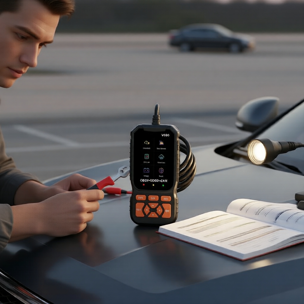 V520 8 em 1 - Scanner Diagnóstico OBD2 2025: Leitor de Códigos e Reset Profissional, Dados em Tempo Real, Construção