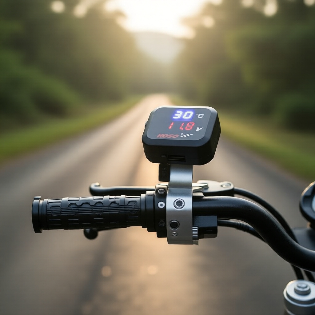 KEVANLY Porta USB 3 em 1 para motocicleta: carregamento, voltímetro e medidor de temperatura
