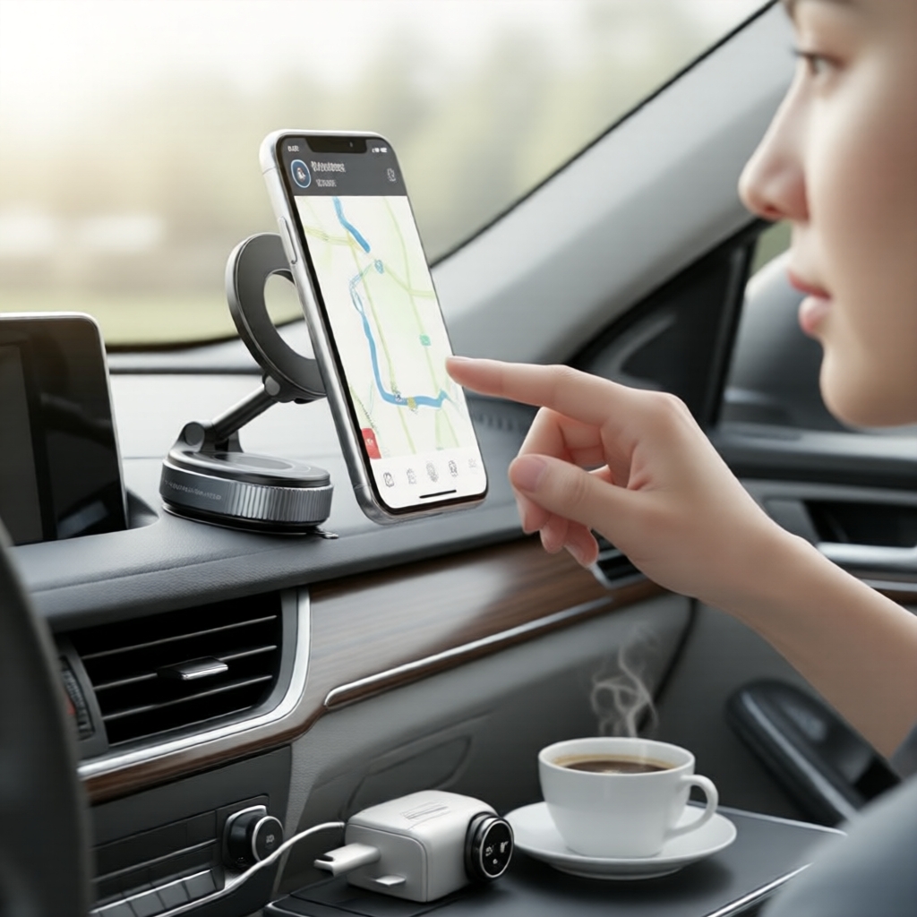 Suporte Magnético de Ventosa 360° Giratório para Carro, Ajustável em Vários Ângulos, Dobrável para Navegação de Celular