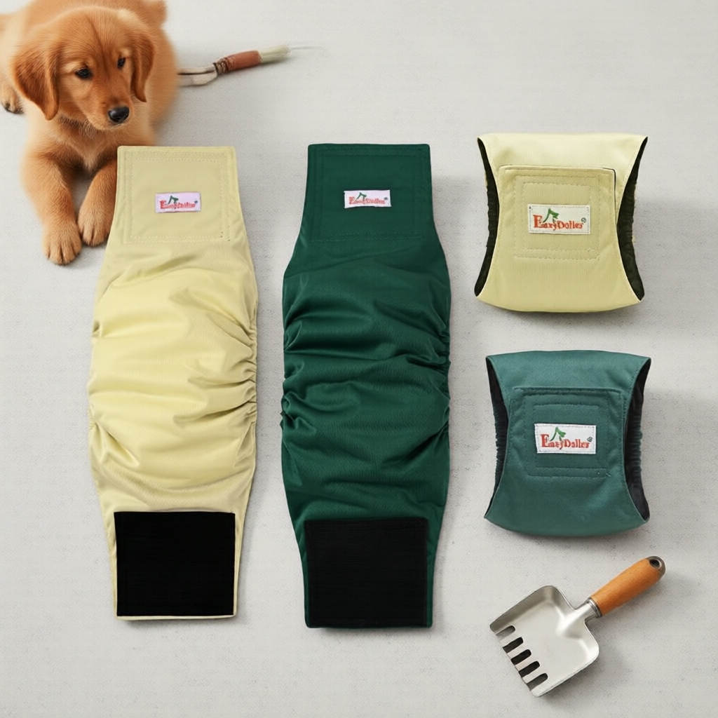 Faixa Abdominal Reutilizável para Cães Machos, Fralda Lavável à Prova de Vazamentos com Estampa de Ossinho e Patinhas, 1