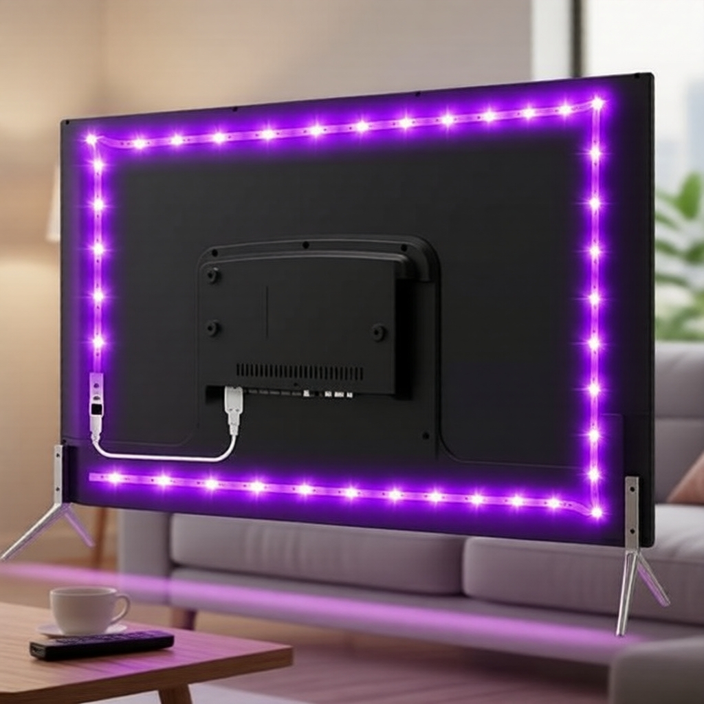 Fita de LED RGB USB AXUS 5050, retroiluminação Bluetooth para TV, adesiva, compatível com app Tuya Smart Life
